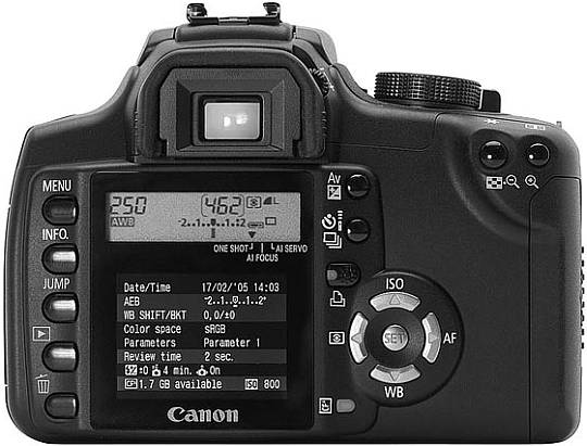 Rozložení ovládacích prvků u Canon EOS 350D
