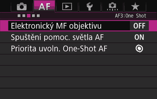 AF menu fotoaparátu | moje Tajemno